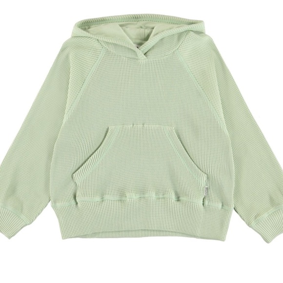 Molo Minelli Mint Waffle Knit Sweatshirt with Hood - Picture 2 of 9